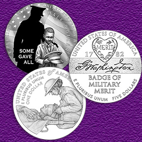 Purple Heart Hall of Honor Commemorative Coin Program line art designs