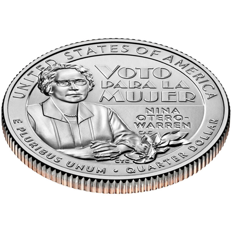 2022 American Women Quarters Coin Nina Otero-Warren Uncirculated Reverse Angle