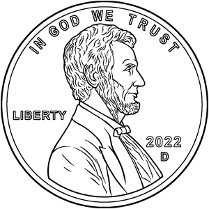 2022 penny obverse coloring page icon