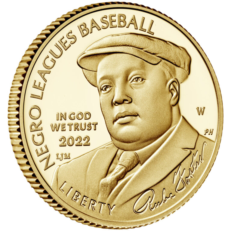 2022 Negro Leagues Baseball Commemorative Gold Proof Obverse Angle