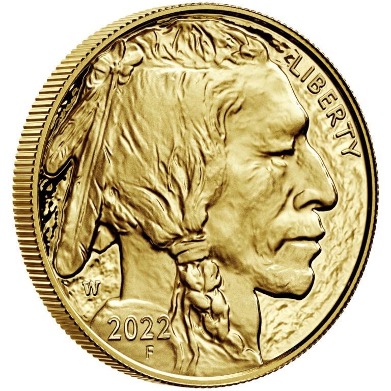 2022 American Buffalo One Ounce Gold Proof Coin Obverse Angle