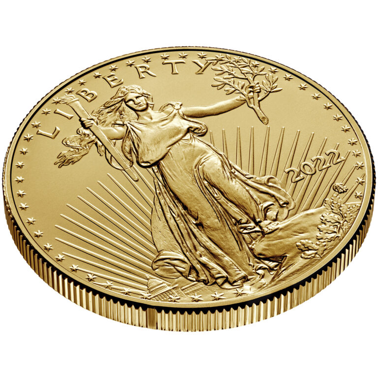2022 American Eagle Gold One Ounce Bullion Coin Obverse Angle