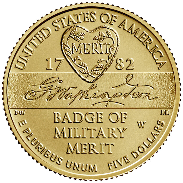 2022 National Purple Heart Hall of Honor Commemorative Gold Coin Uncirculated Reverse