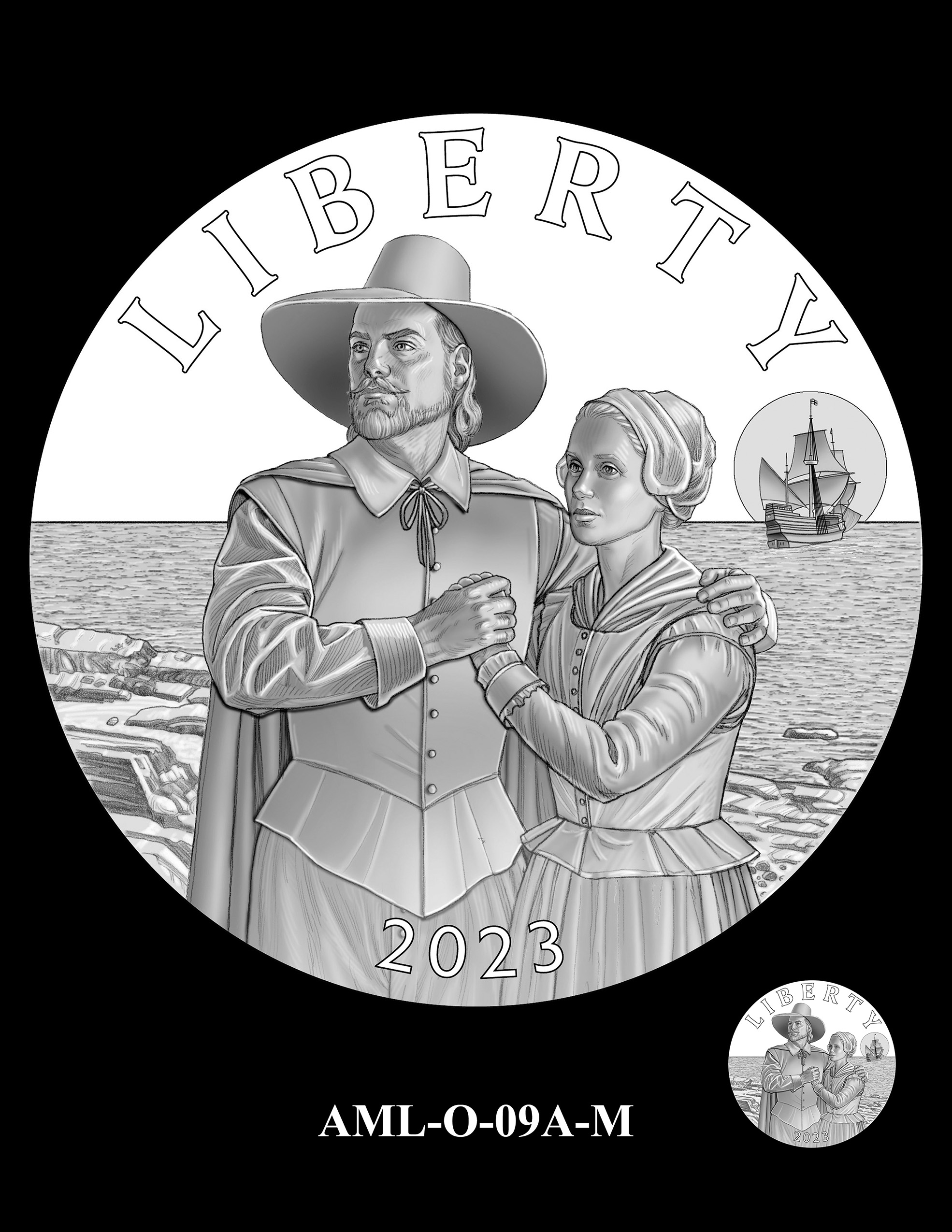 AML-O-09A-M -- 2023 American Liberty High Relief 24k Gold and Silver Medal Program