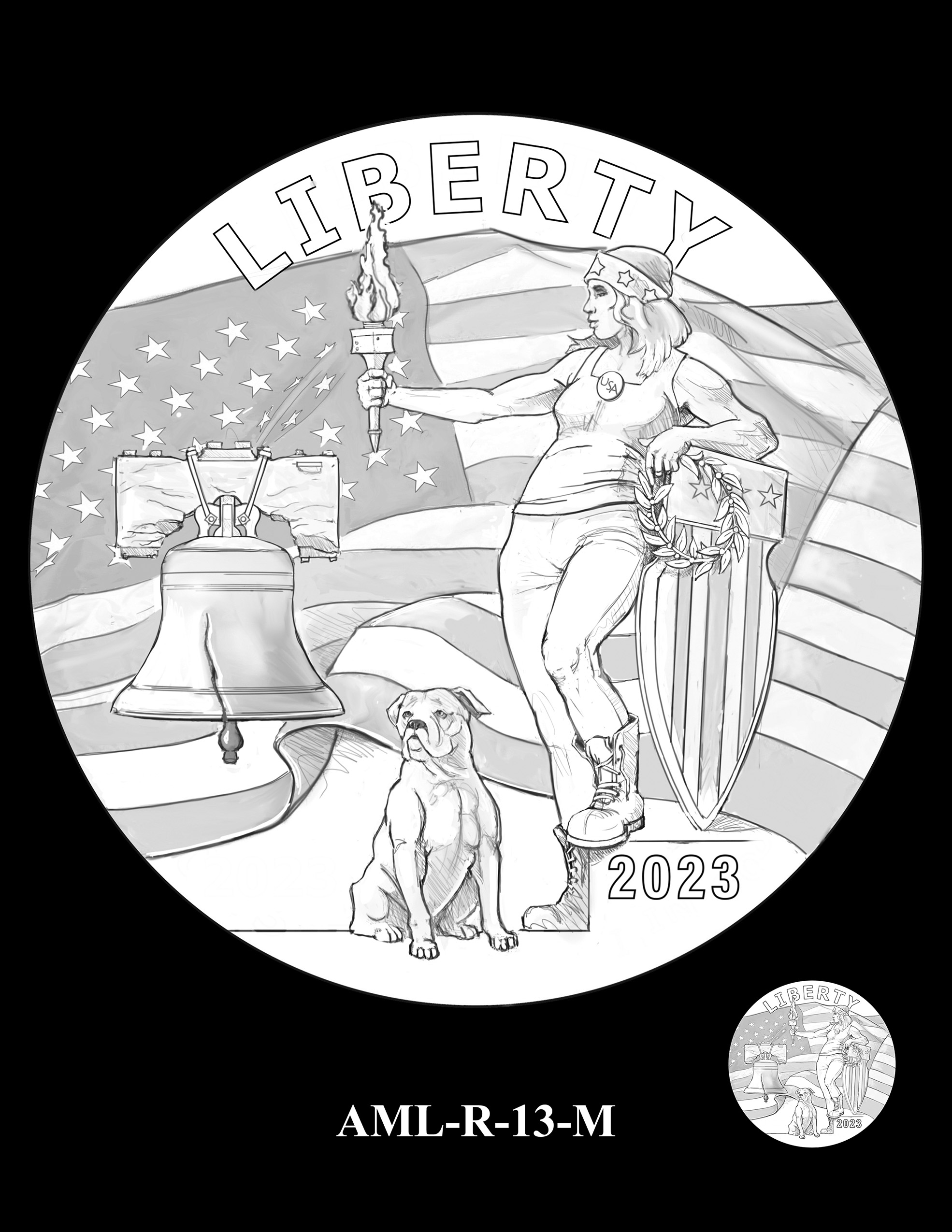 AML-O-13-M -- 2023 American Liberty High Relief 24k Gold and Silver Medal Program