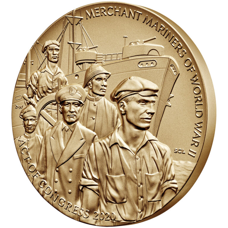Merchant Mariners of World War II Bronze Medal Three Inch Obverse Angle