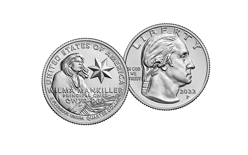 Wilma Mankiller Quarter reverse and obverse
