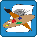 Coin Coloring Studio game icon; paintbrush and easel