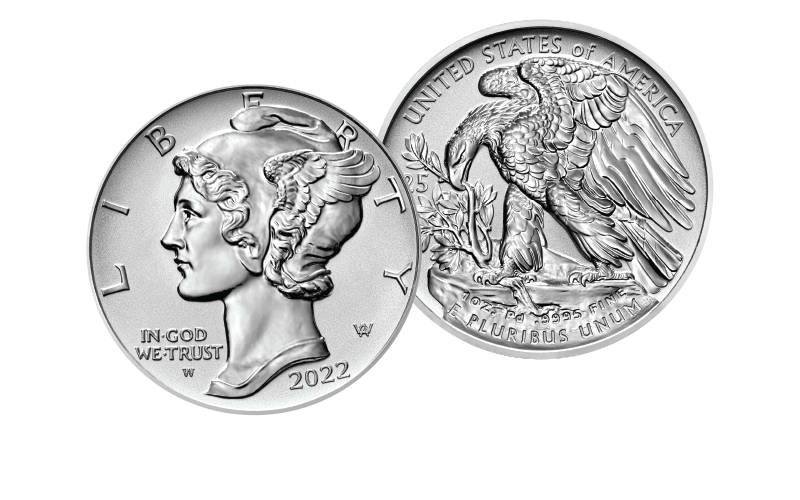 2022 Palladium Reverse Proof Coin obverse and reverse