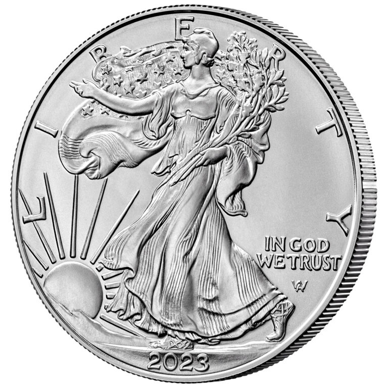2023 American Eagle Silver One Ounce Bullion Coin Obverse Angle