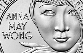 closeup of Anna May Wong Quarter reverse