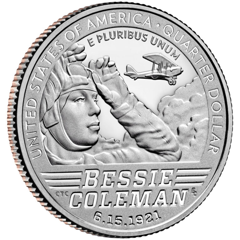 2023 American Women Quarters Coin Bessie Coleman Proof Reverse Angle