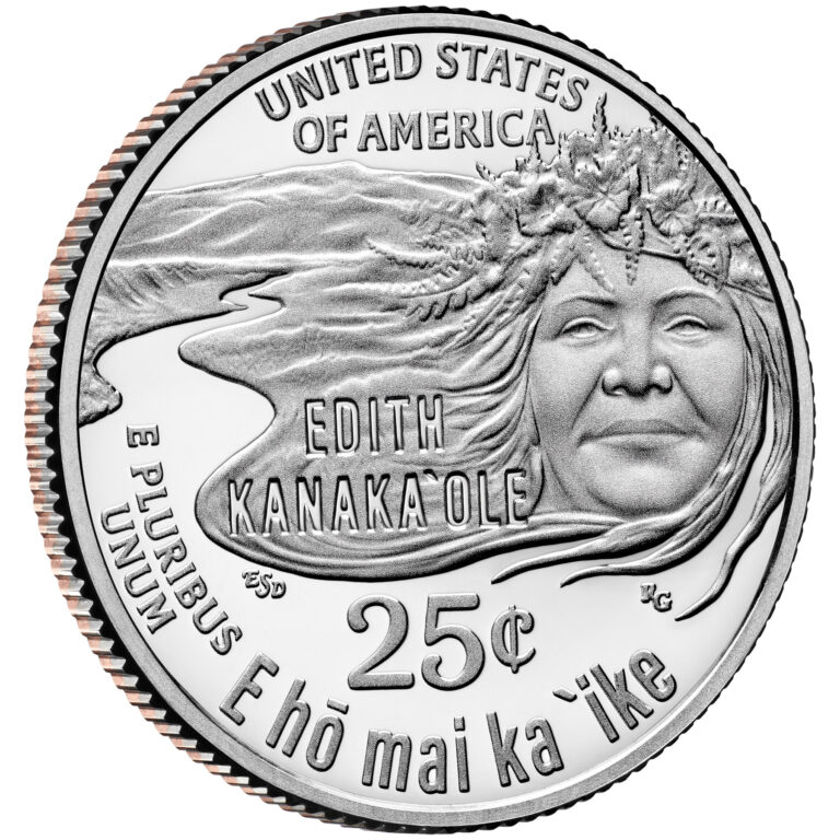 2023 American Women Quarters Coin Edith Kanakaʻole Proof Reverse Angle