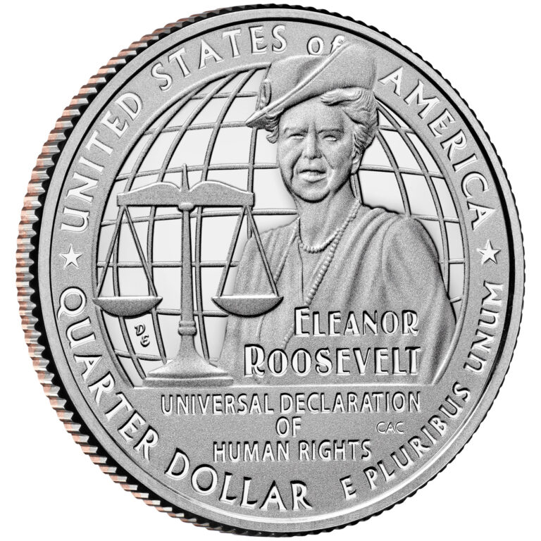 2023 American Women Quarters Coin Eleanor Roosevelt Proof Reverse Angle