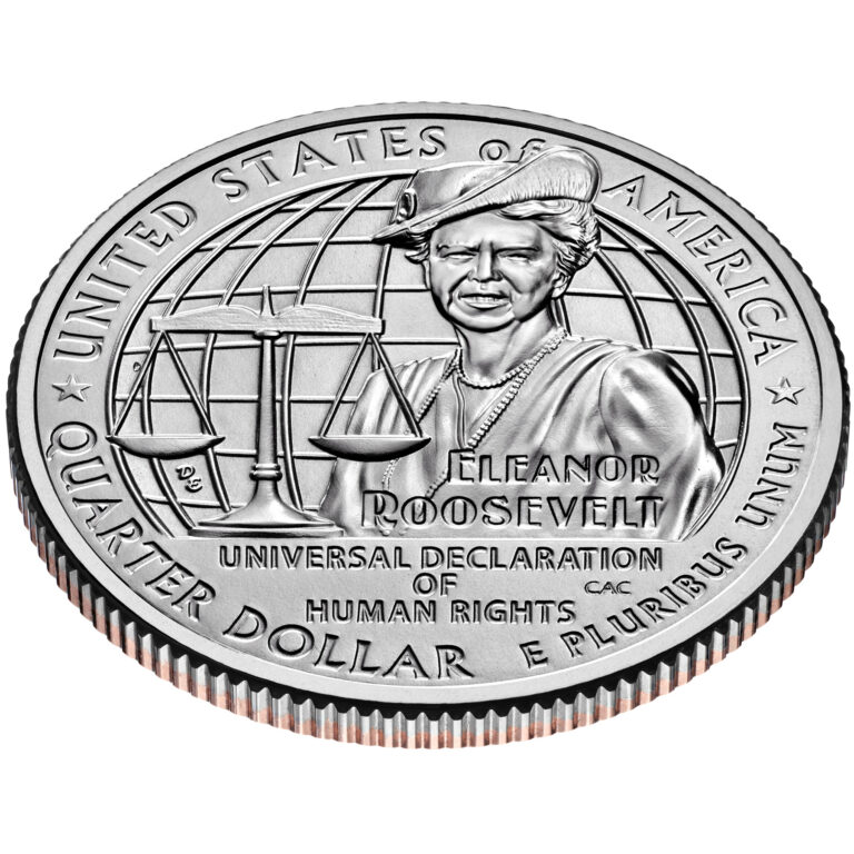 2023 American Women Quarters Coin Eleanor Roosevelt Uncirculated Reverse Angle