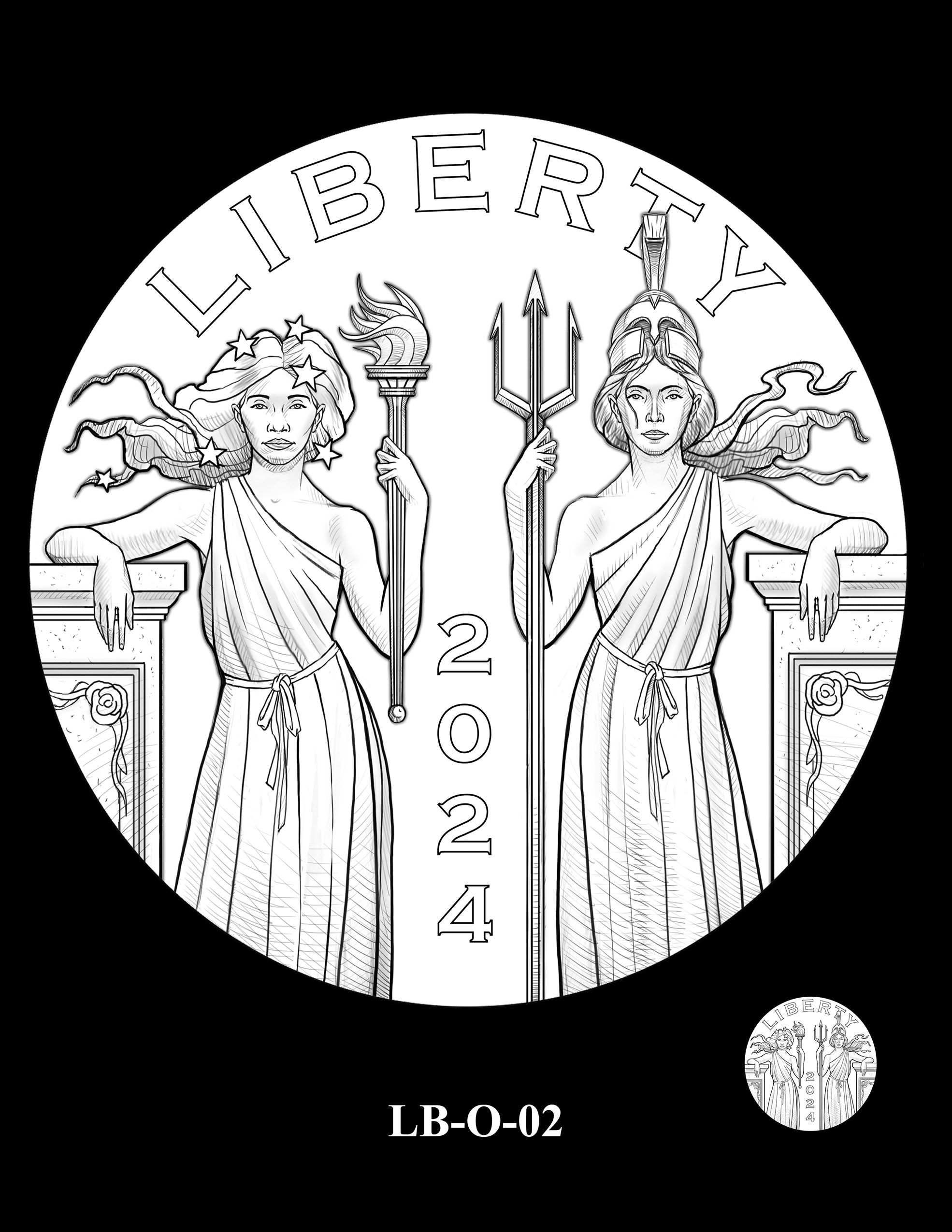 LB-O-02 -- 2024 Liberty and Britannia 24k Gold Coin and Silver Medal