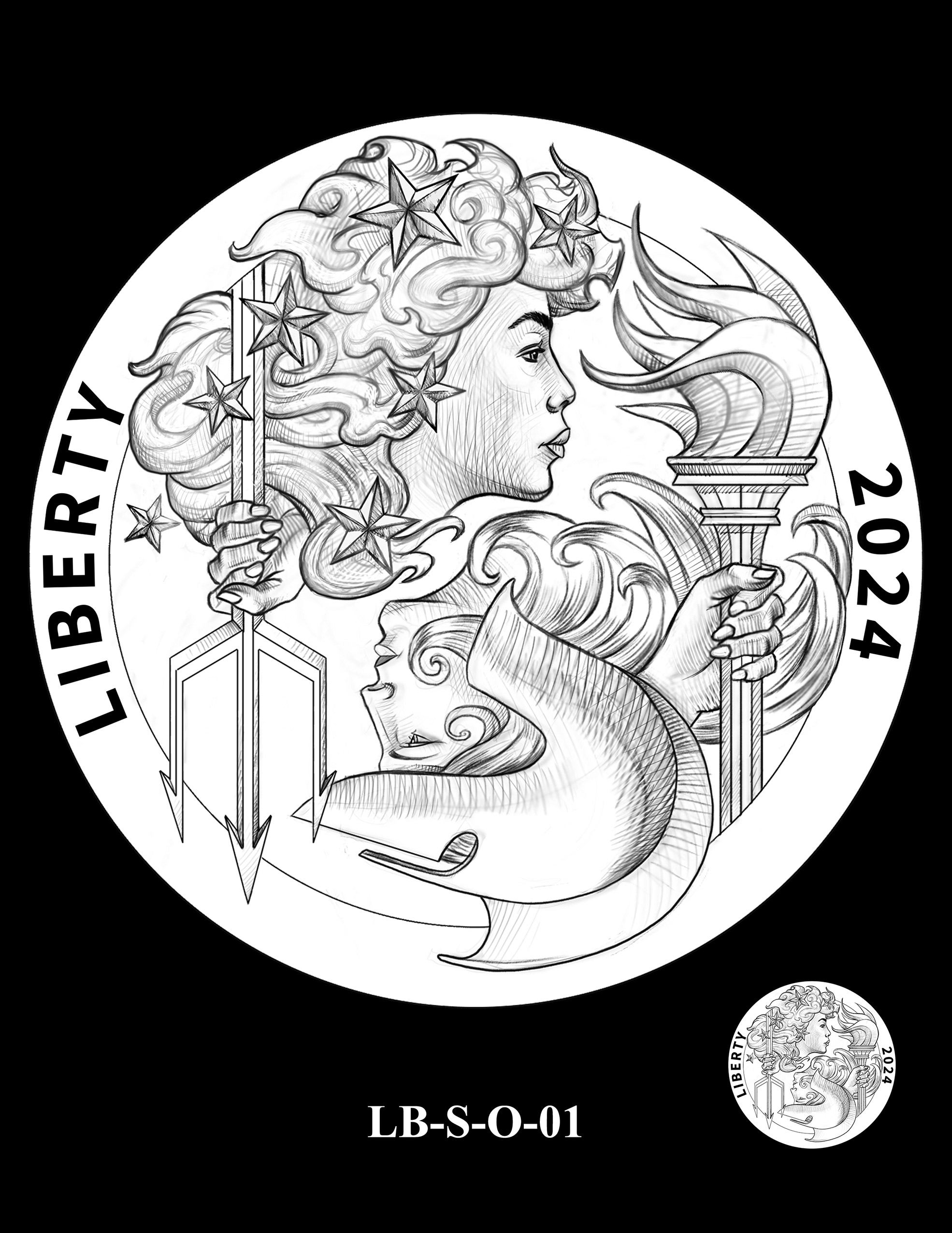 LB-S-O-01 -- 2024 Liberty and Britannia 24k Gold Coin and Silver Medal