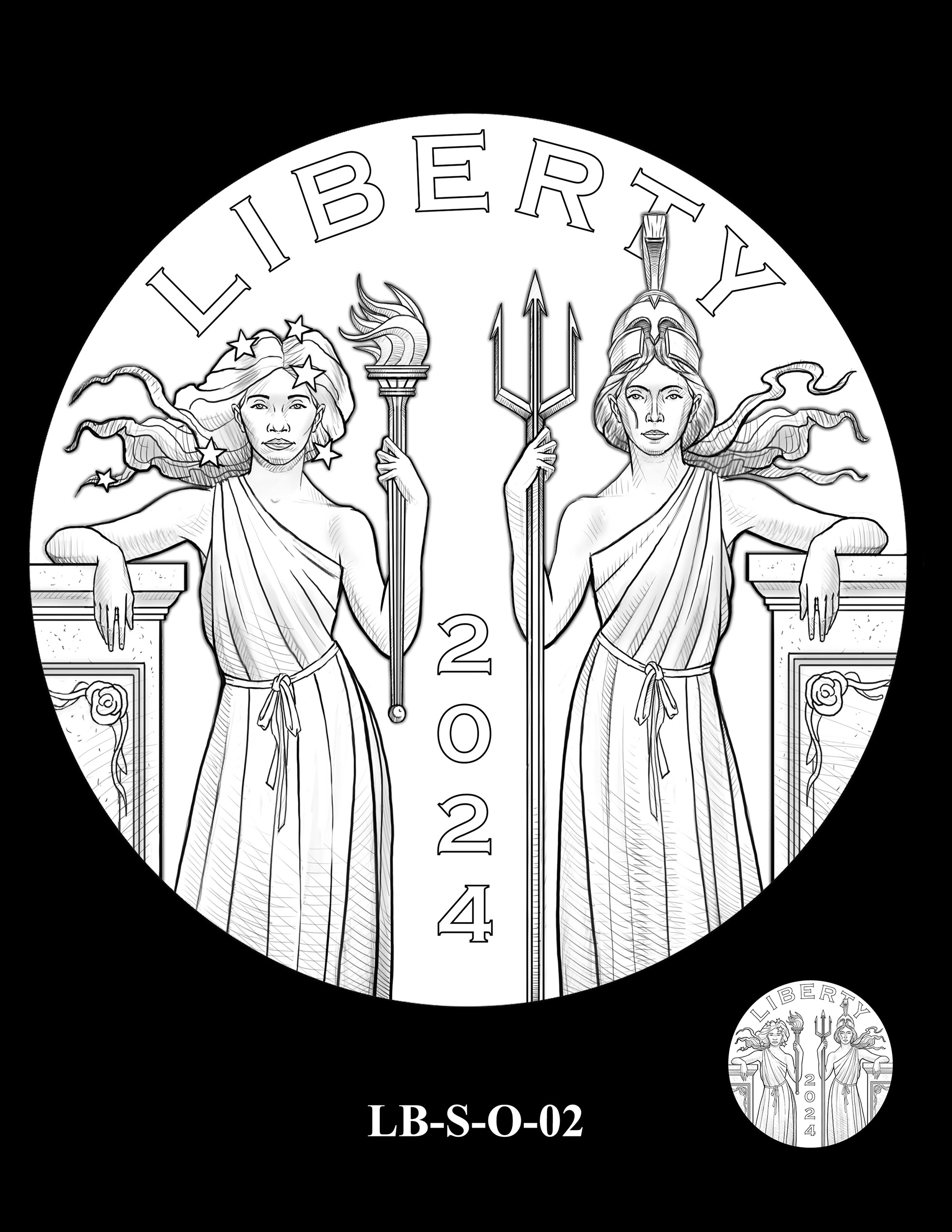 LB-S-O-02 -- 2024 Liberty and Britannia 24k Gold Coin and Silver Medal