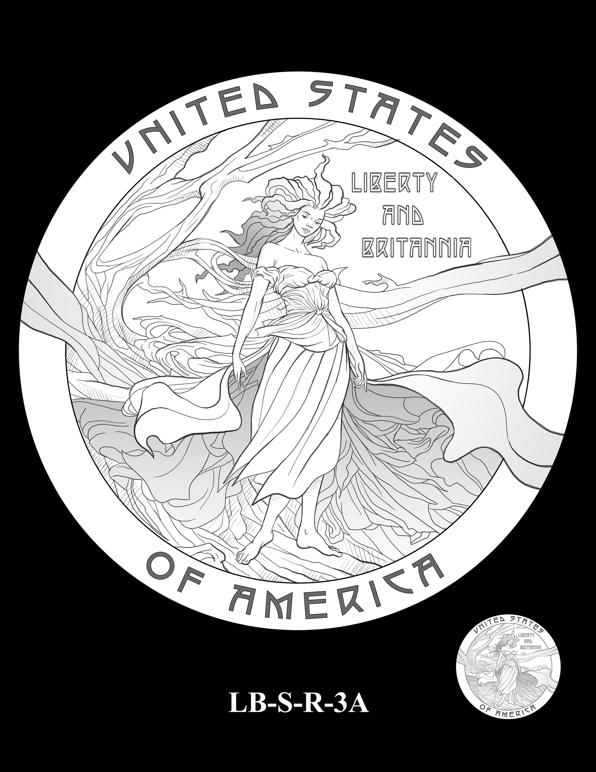 LB-S-R-03A -- 2024 Liberty and Britannia 24k Gold Coin and Silver Medal