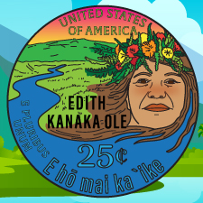 Edith Kanakaʻole quarter reverse in color