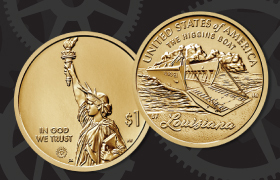 American Innovation $1 Coin - Louisiana obverse and reverse