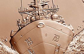 closeup of U.S. Coast Guard Bronze Medal obverse