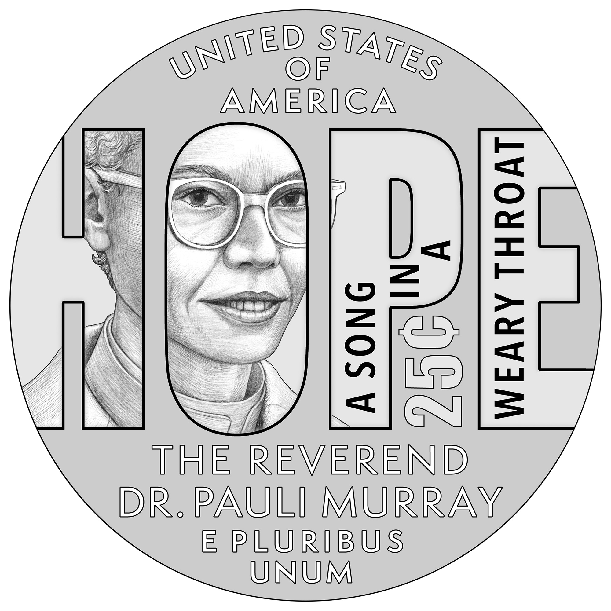 2024 American Women Quarters Coin Rev Dr Pauli Murray Line Art Reverse