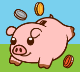 piggy bank with coins cartoon