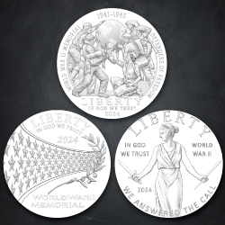 Greatest Generation Commemorative Coin Program three obverse designs
