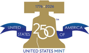 1776-2026 United States of America 250 liberty bell United States Mint logo