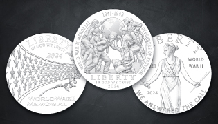 Greatest Generation commemorative coins line art designs