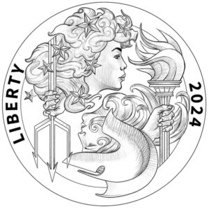 Liberty and Britannia Gold Coin line art obverse