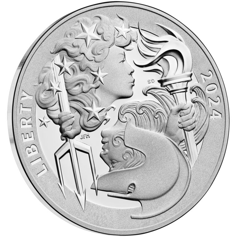 2024 Liberty and Britannia Silver Medal Obverse Angle