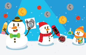 snowmen and coins cartoon