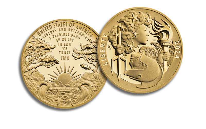 Liberty & Britannia Gold Coin reverse and obverse
