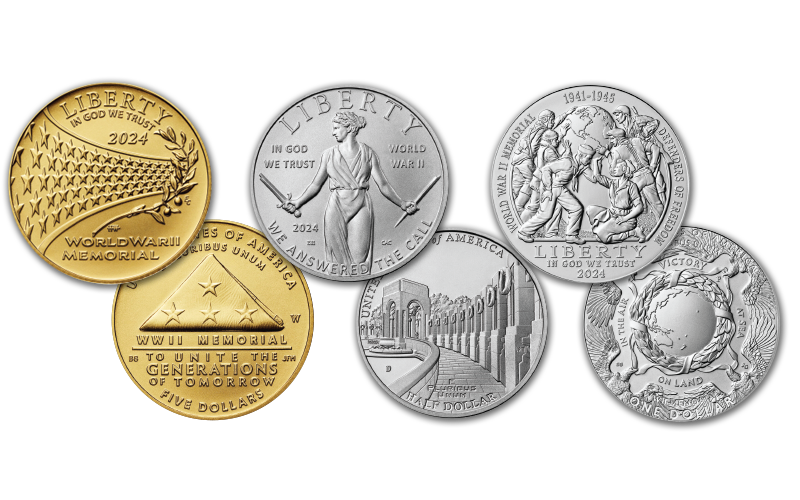 Greatest Generation gold, clad, silver coins