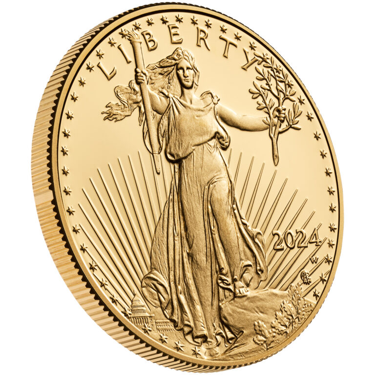 2024 American Eagle Gold One Ounce Proof Coin Obverse Angle