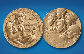 Rosie the Riveter Bronze Medal reverse and obverse
