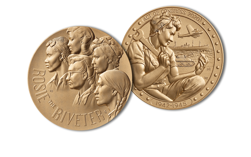 Rosie the Riveter bronze medal obverse and reverse