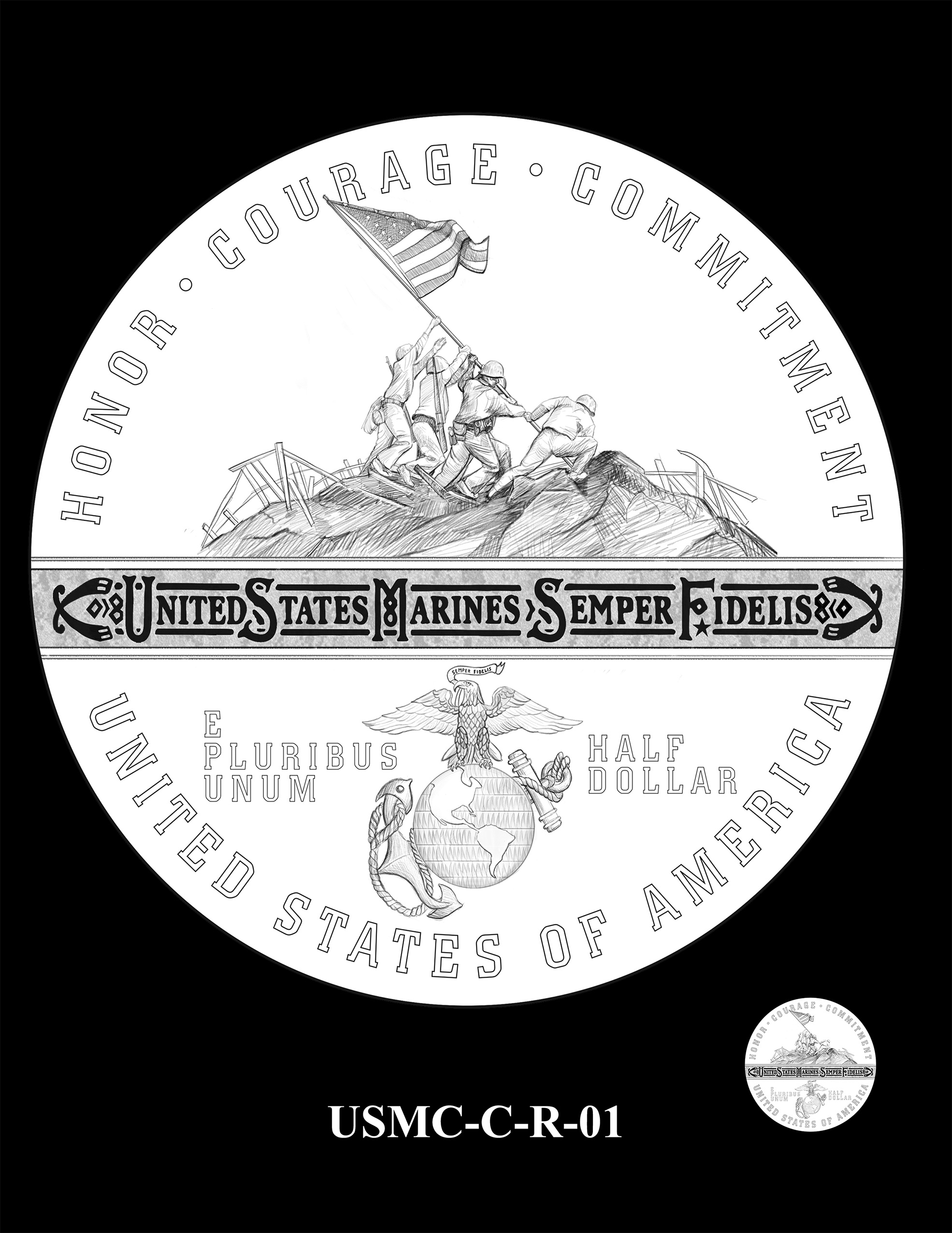 USMC-C-R-01 -- 250th Anniversary of the United States Marine Corps - Clad
