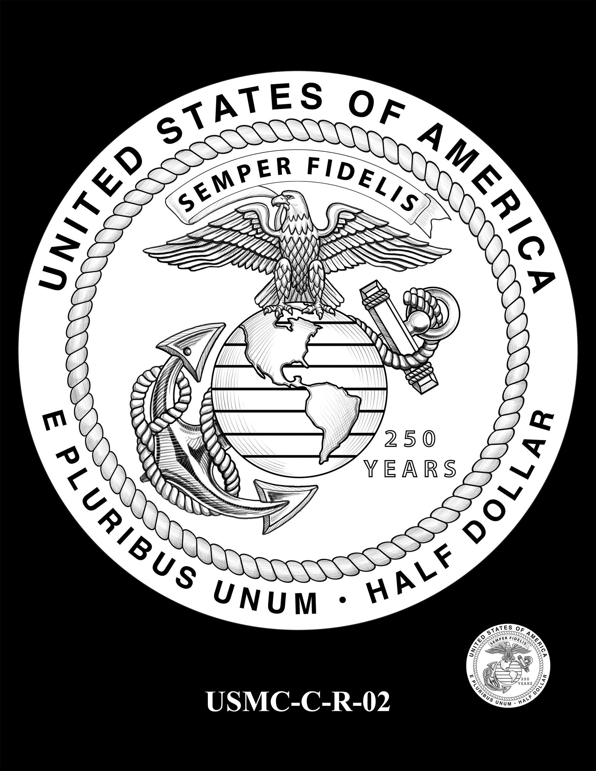 USMC-C-R-02 -- 250th Anniversary of the United States Marine Corps - Clad