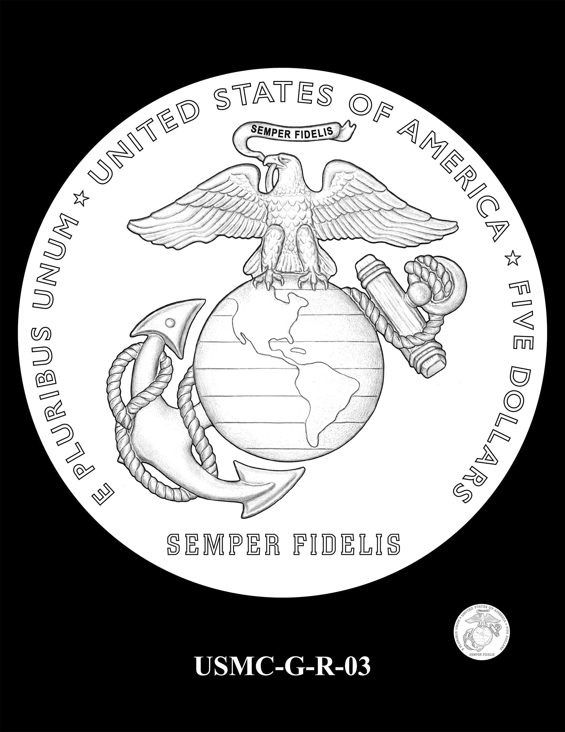 USMC-G-R-03 -- 250th Anniversary of the United States Marine Corps - Gold