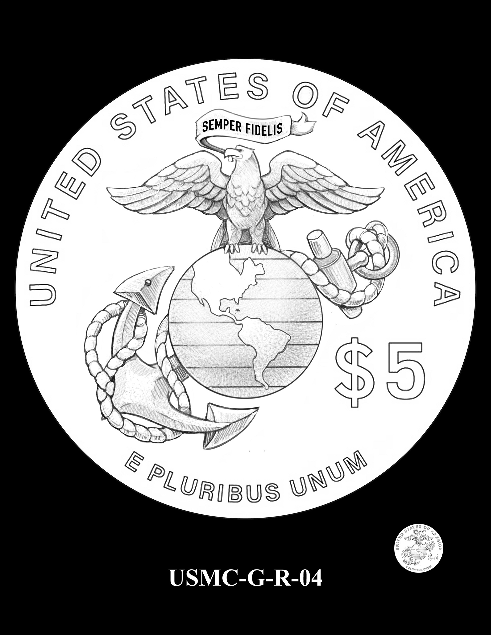 USMC-G-R-04 -- 250th Anniversary of the United States Marine Corps - Gold