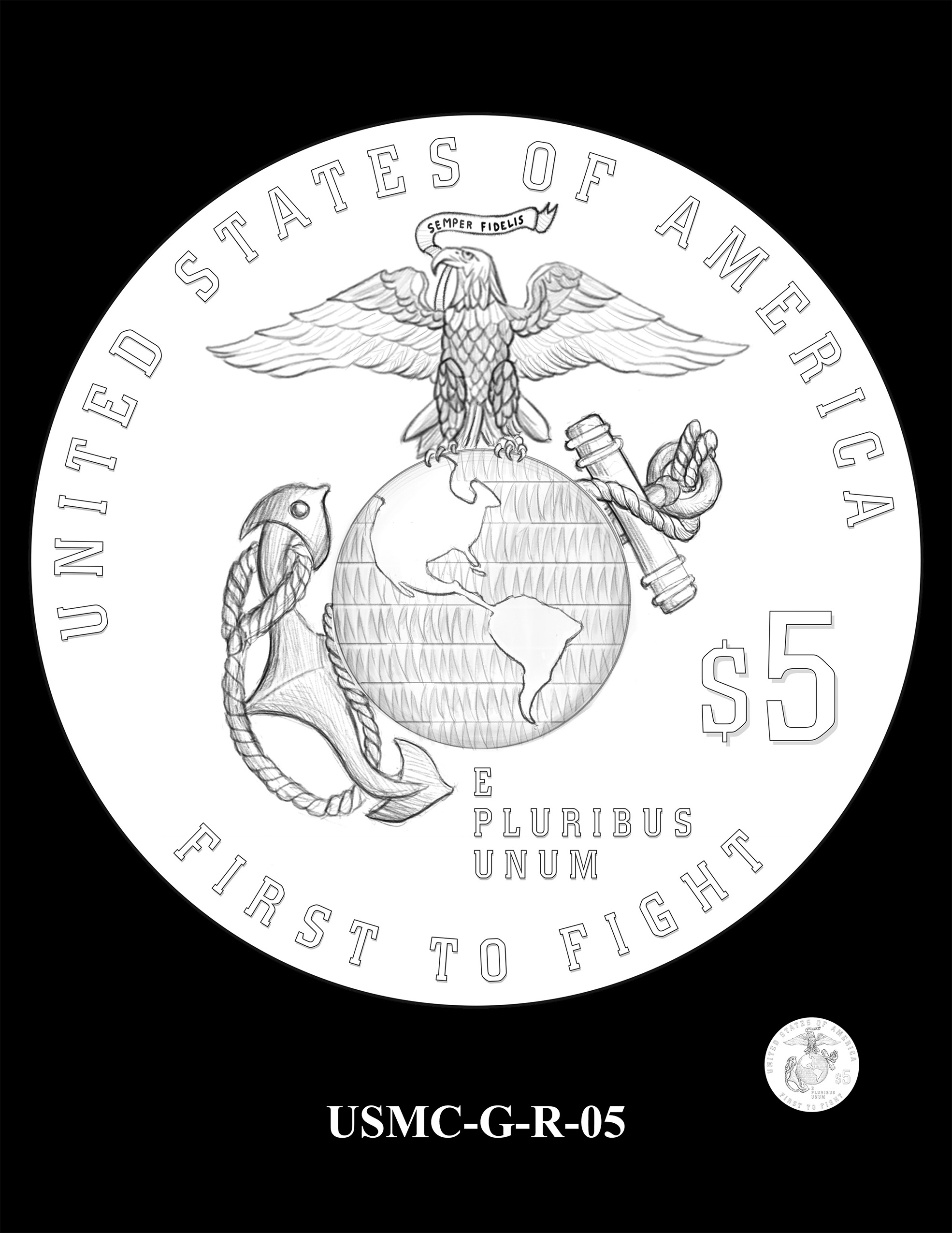USMC-G-R-05 -- 250th Anniversary of the United States Marine Corps - Gold
