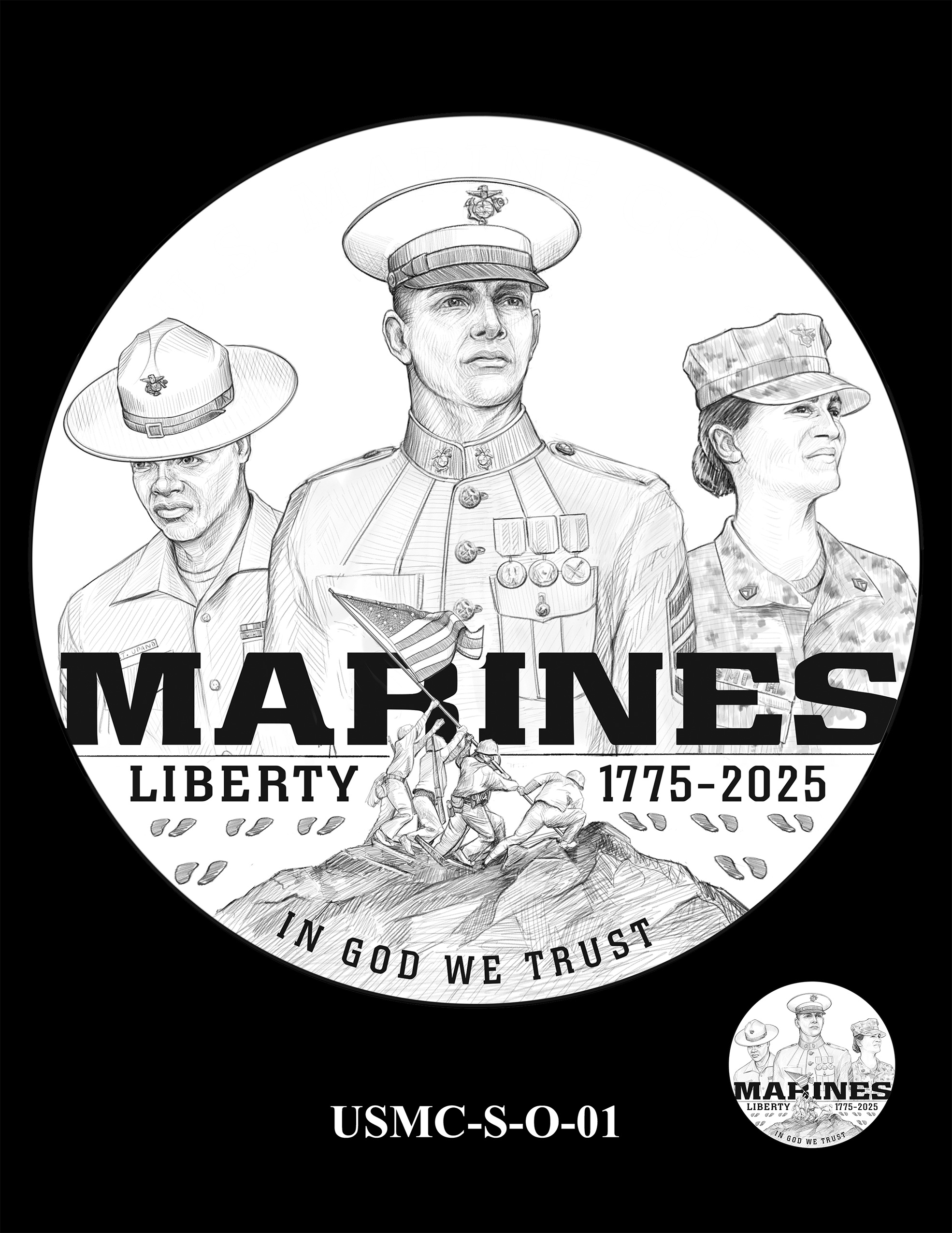 USMC-S-O-01 -- 250th Anniversary of the United States Marine Corps - Silver