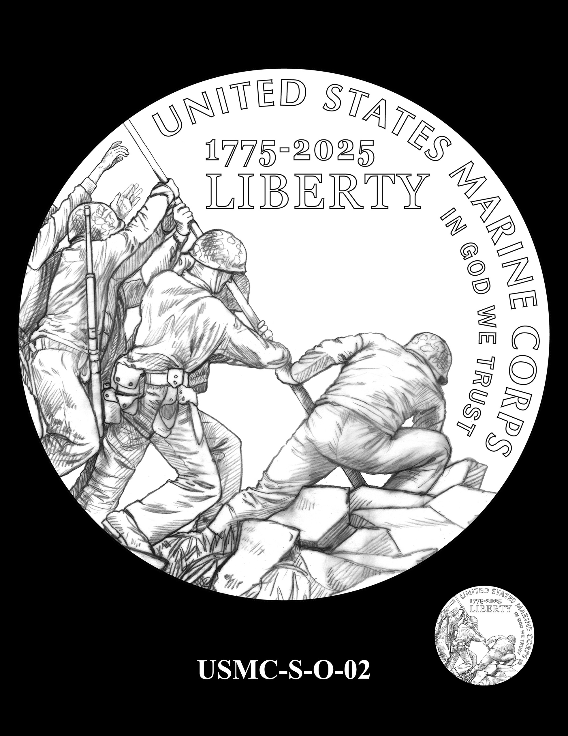 USMC-S-O-02 -- 250th Anniversary of the United States Marine Corps - Silver