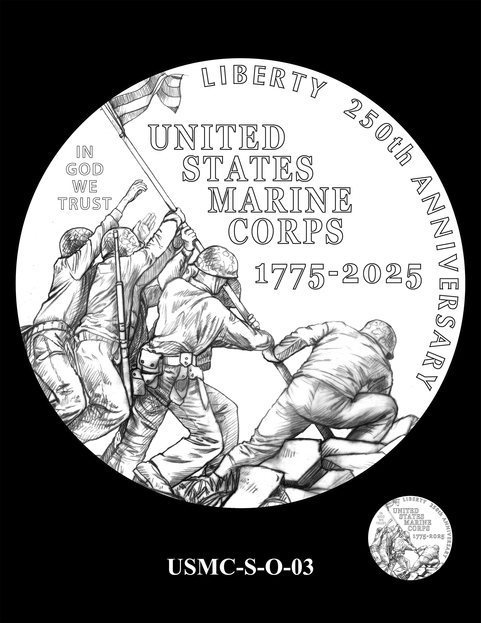 USMC-S-O-03 -- 250th Anniversary of the United States Marine Corps - Silver