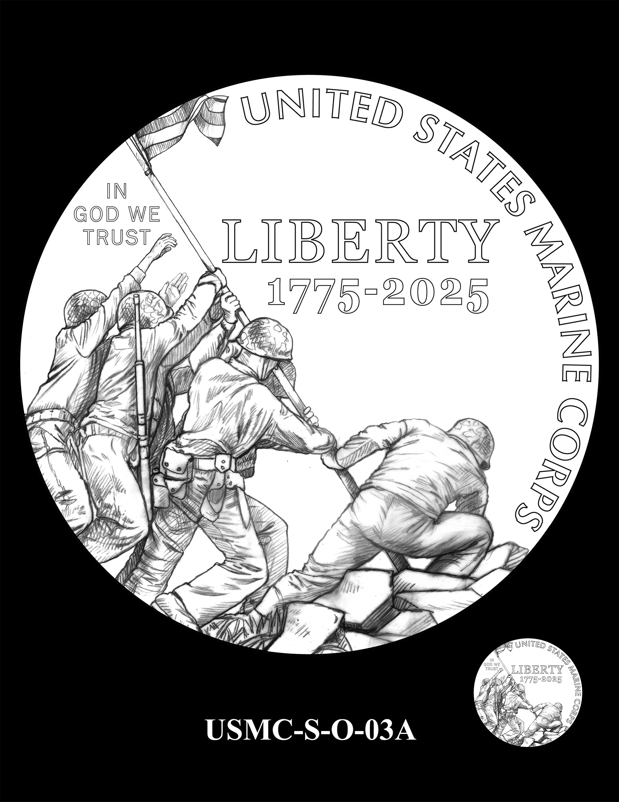 USMC-S-O-03A -- 250th Anniversary of the United States Marine Corps - Silver