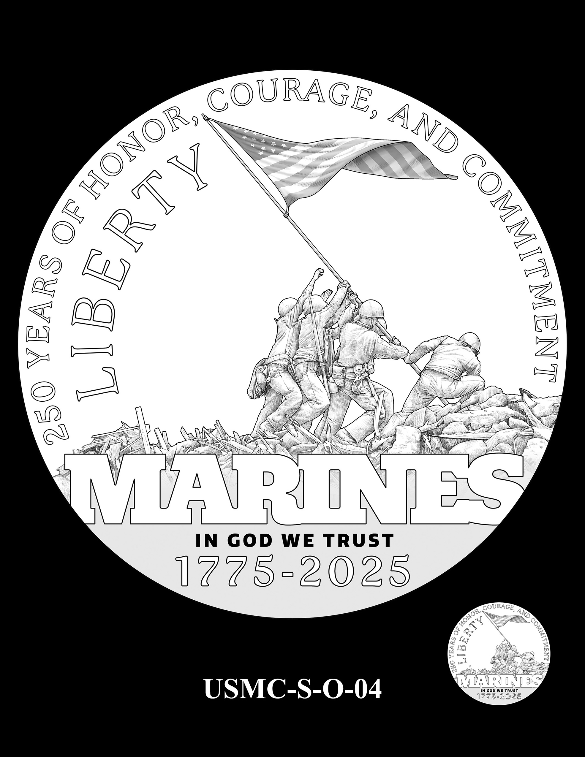 USMC-S-O-04 -- 250th Anniversary of the United States Marine Corps - Silver