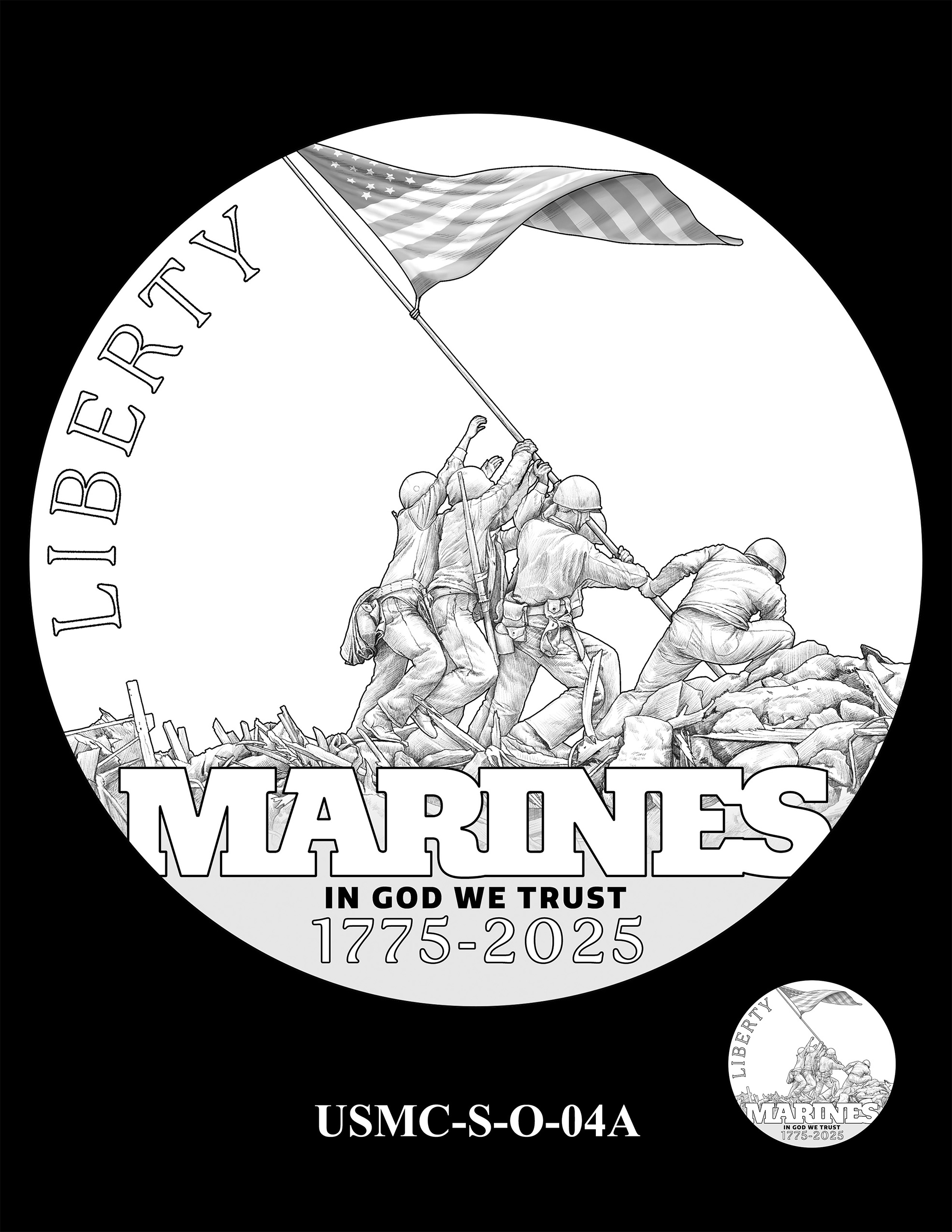 USMC-S-O-04A -- 250th Anniversary of the United States Marine Corps - Silver
